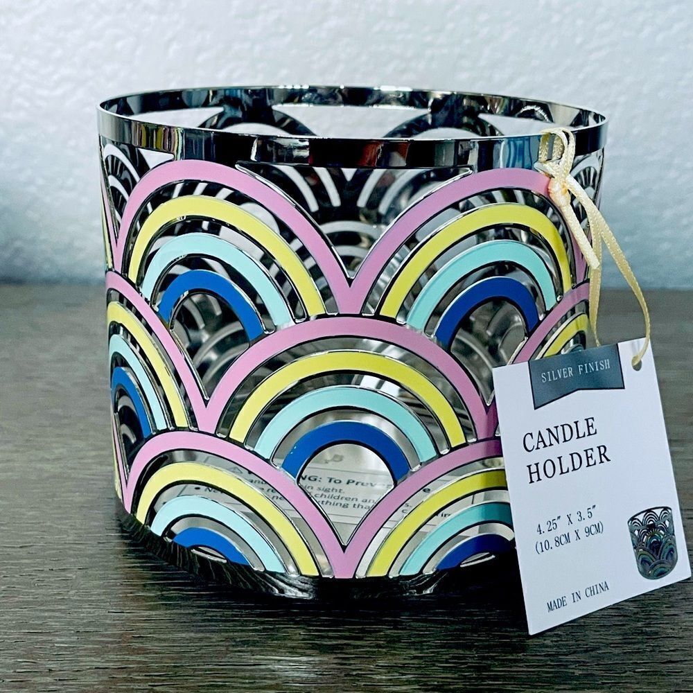 Rainbow Silver Cutout Candle Holder Sleeve